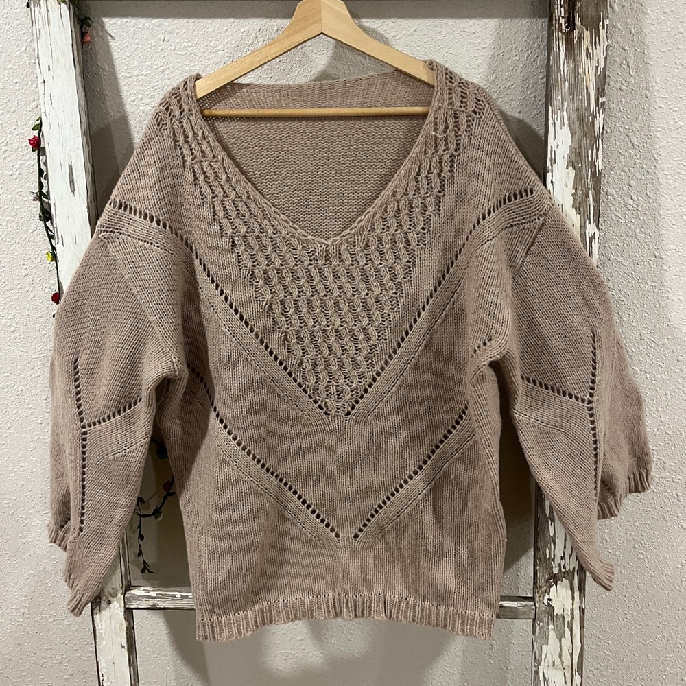 SHEIN Women's V-Neck Sweater - Taupe